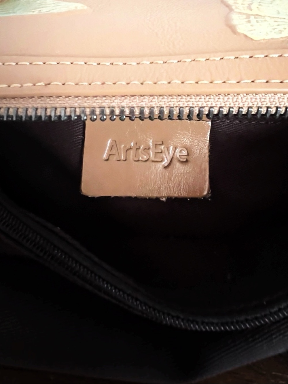 ArtsEye Genuine Leather Boston Bag in "Butterfly Apricot" Artsy Boho Festival - Picture 11 of 11